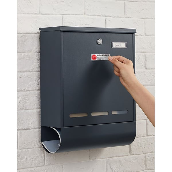 Postkasse med aviskompartiment, 35x12x42,5 cm, antrasitt