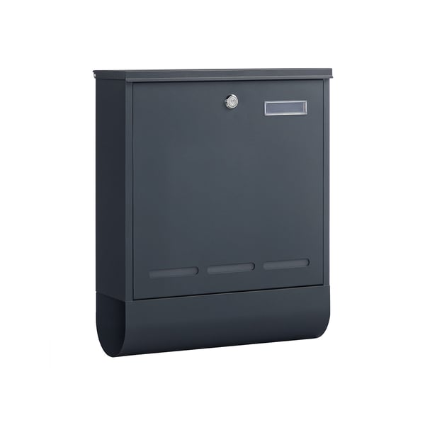 Postkasse med aviskompartiment, 35x12x42,5 cm, antrasitt