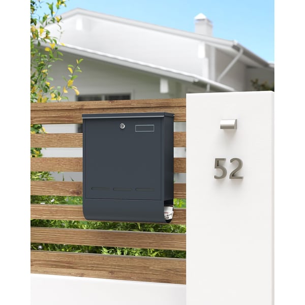 Postkasse med aviskompartiment, 35x12x42,5 cm, antrasitt