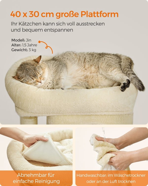 Kattetre, 40x30x67 cm, Beige