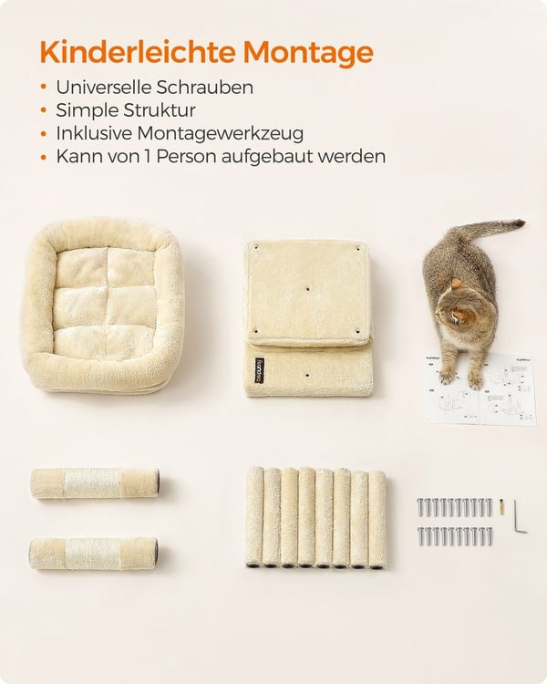 Kattetre, 40x30x67 cm, Beige