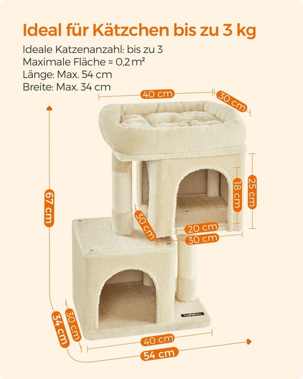 Kattetre, 40x30x67 cm, Beige