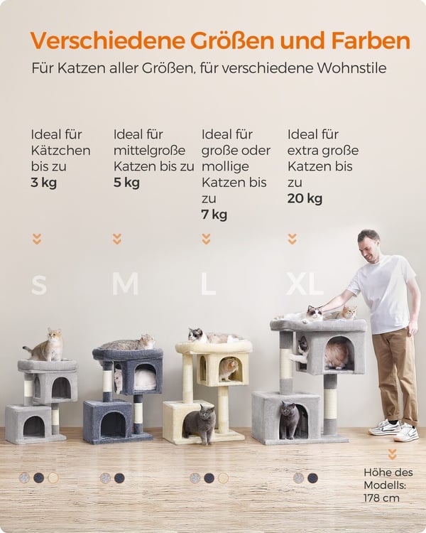 Kattetre, 40x30x67 cm, Beige