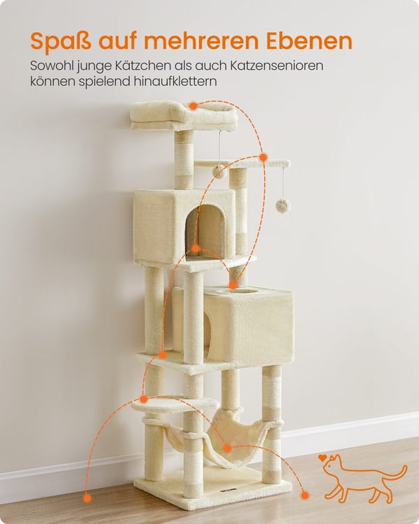 Kattetræ, 49x40x155 cm, Beige