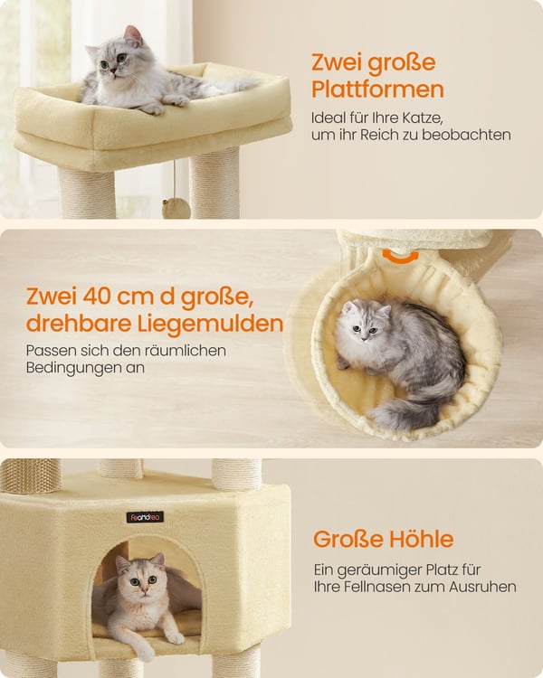 Kattetre, 50x50x160 cm, Sandbeige
