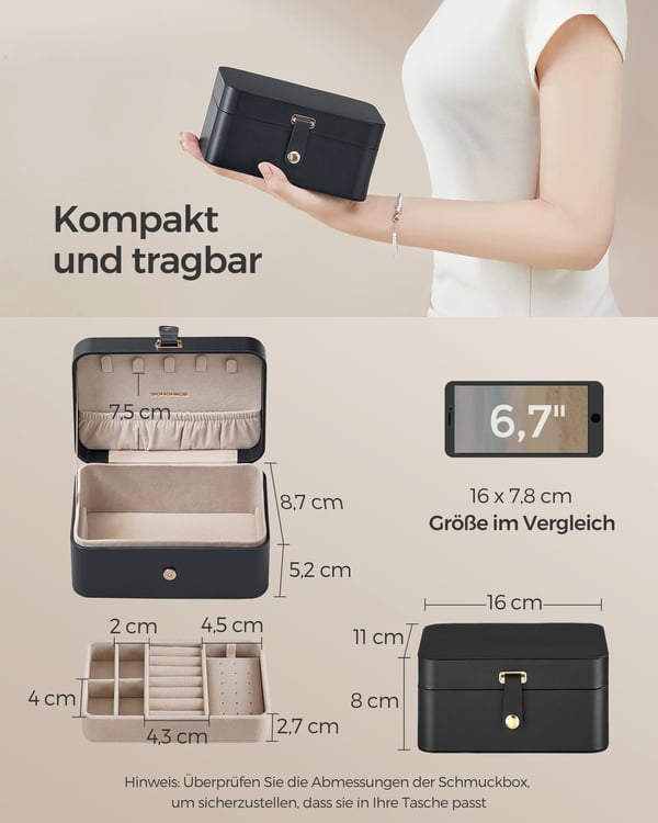 Smyckeskrin, 11x16x8 cm, Svart