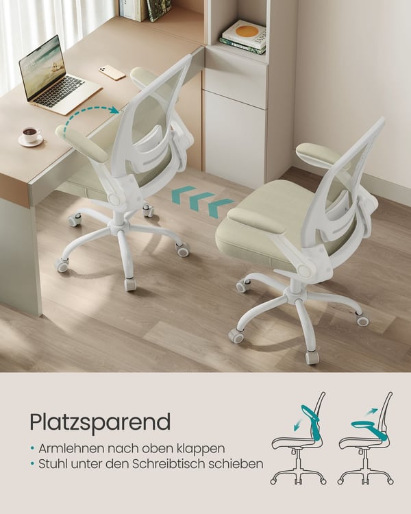Kontorstol, 66x60x99-107 cm, Beige