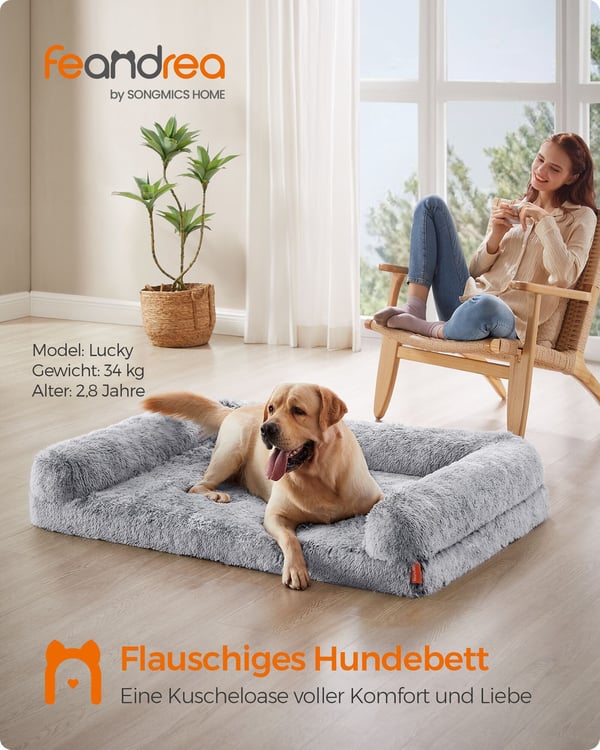 Hundeseng, 122x85x24 cm, Grå