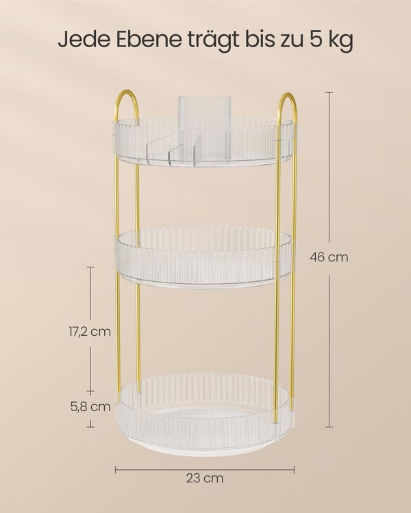 Sminkorganisatör, 23x23x46 cm, Transparent