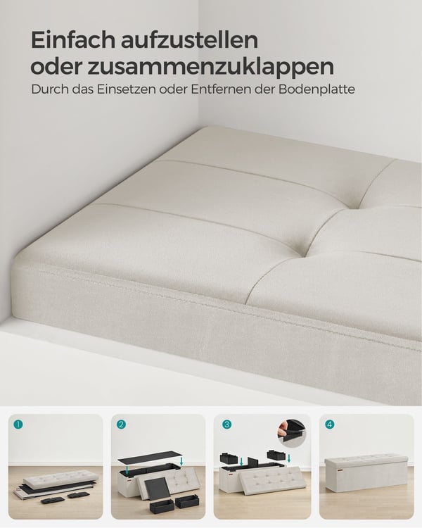 Oppbevaringsbenk, 38x110x38 cm, Kremfarget
