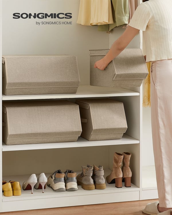 Oppbevaringsboks sett, 35x50x25 cm og 35x25x25 cm, Beige