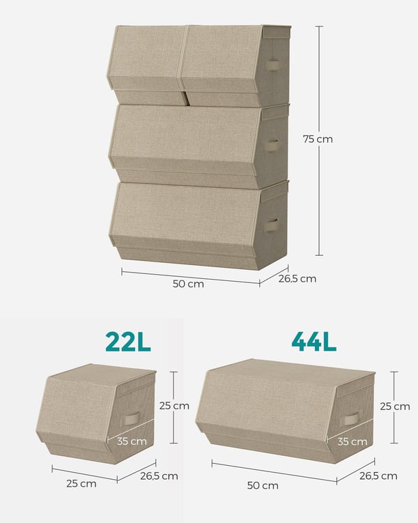 Oppbevaringsboks sett, 35x50x25 cm og 35x25x25 cm, Beige