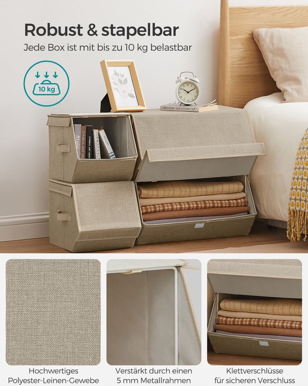Oppbevaringsboks sett, 35x50x25 cm og 35x25x25 cm, Beige