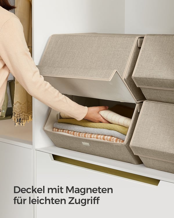 Oppbevaringsboks sett, 35x50x25 cm og 35x25x25 cm, Beige