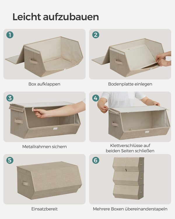 Oppbevaringsboks sett, 35x50x25 cm og 35x25x25 cm, Beige