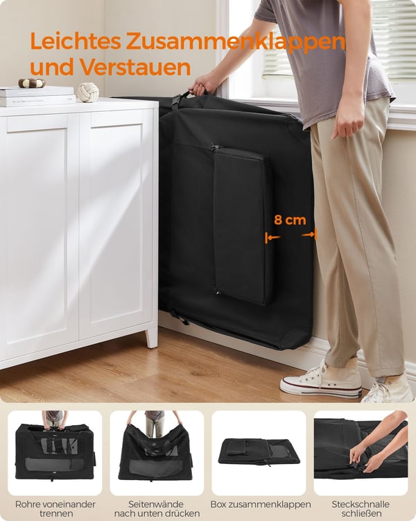 Sammenleggbar transportveske for hund, 122x79x79 cm, svart