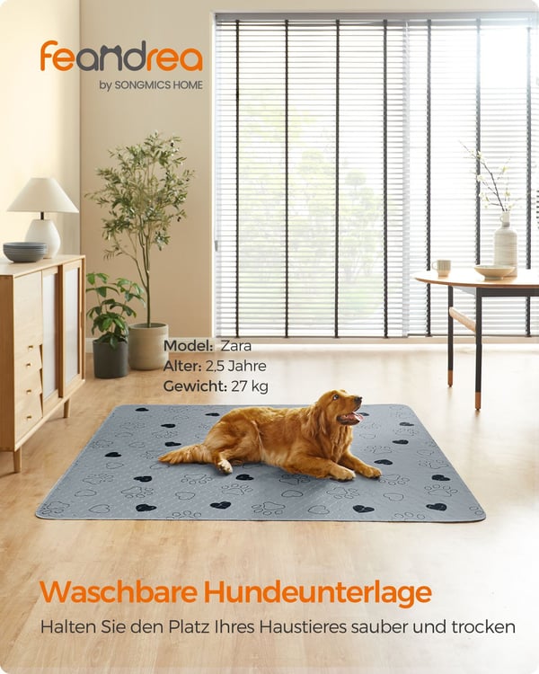Genanvendelige hvalpeunderlag, 152x122 cm, grå