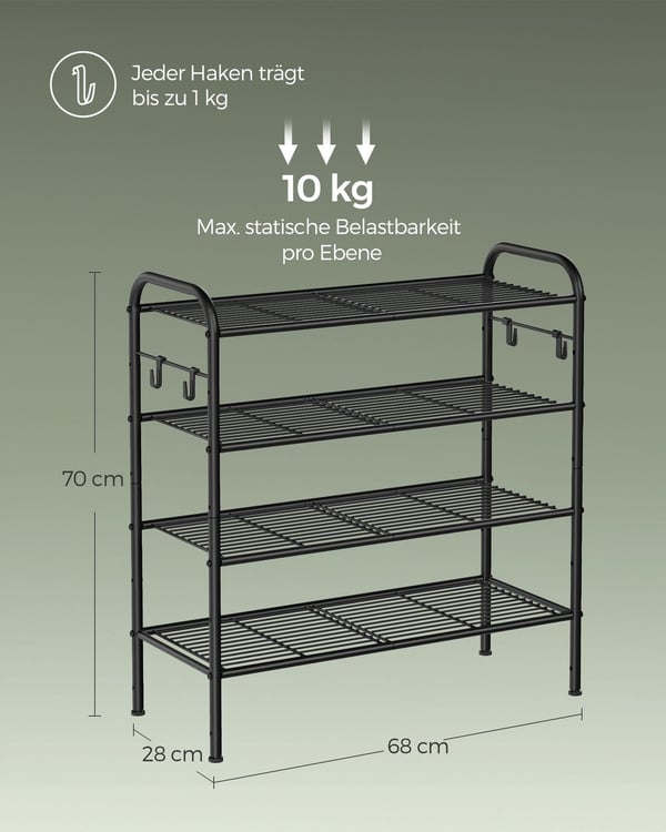 Skohylde, Metal, 28x68x70 cm, Sort