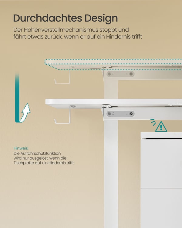 Justerbart skrivebord, 60x120x72-120 cm, Hvit