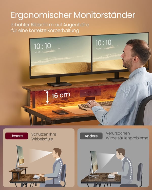 Skrivebord, 60x100x76 cm, Sort