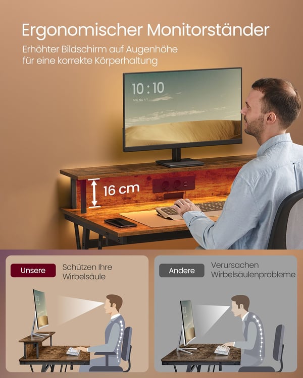 Skrivebord, 60x100x76 cm, Brun