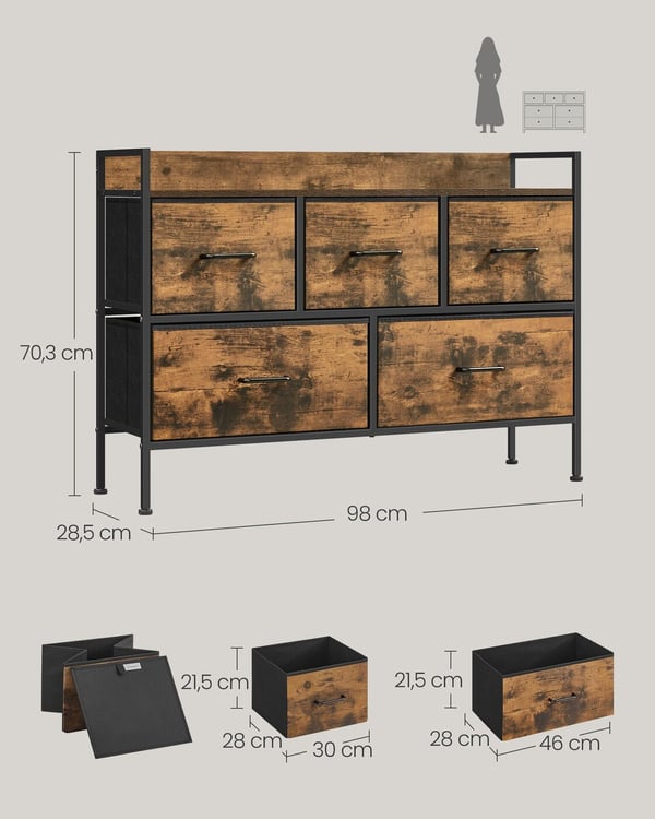 Byrå, 29x98,2x70 cm, Brun