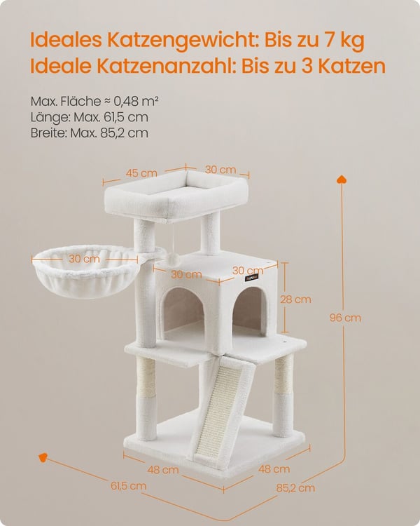 Kattetre, 48x48x96 cm, Krem