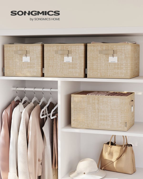 Oppbevaringsboksesett, 40x30x24 cm, Beige