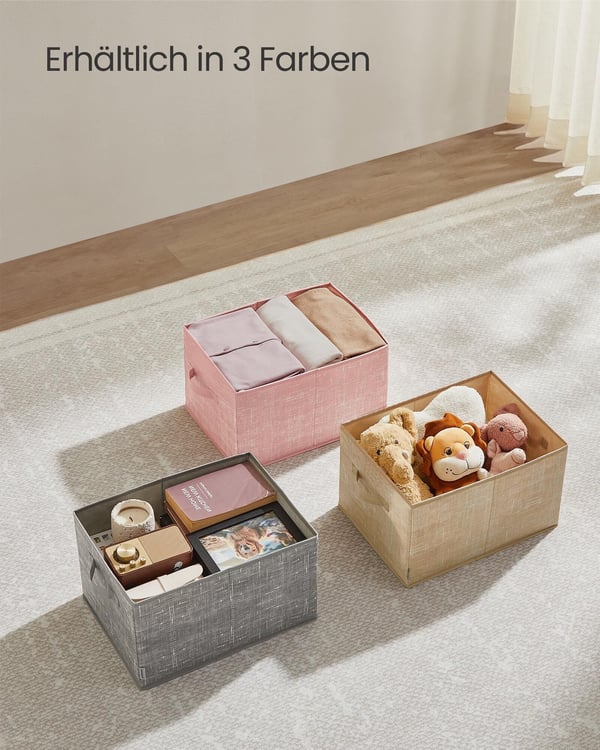 Oppbevaringsboksesett, 40x30x24 cm, Beige