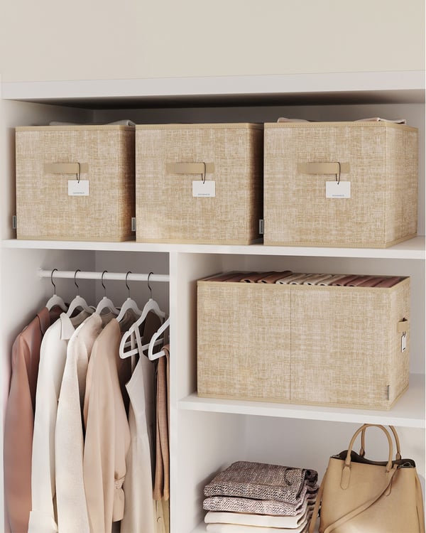Oppbevaringsboksesett, 50x30x30 cm, Beige