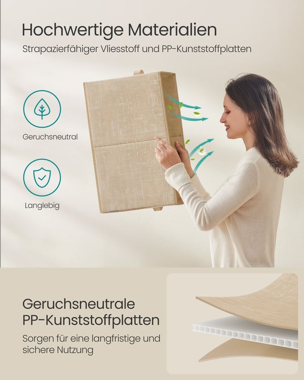 Oppbevaringsboksesett, 50x30x30 cm, Beige