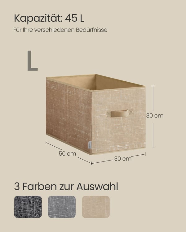 Oppbevaringsboksesett, 50x30x30 cm, Beige