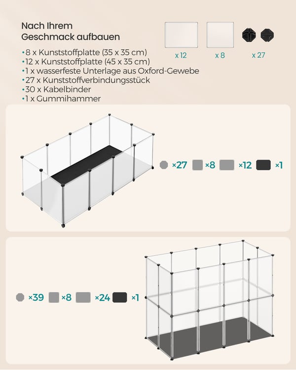 Bur til smådyr, 125x63x42 cm, hvid