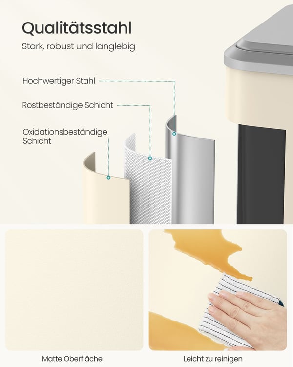 Søppelbøtte, 41.7x33.2x49.4 cm, Beige