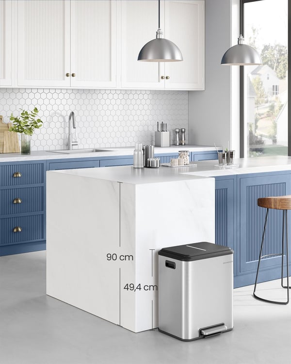 Søppelbøtte, 41,7x33,2x49,4 cm, Sølv