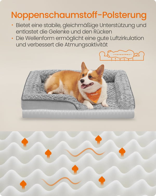 Ortopedisk hundeseng, 71x58x16 cm, grå