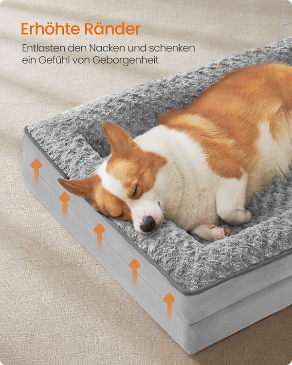 Ortopedisk hundeseng, 71x58x16 cm, grå