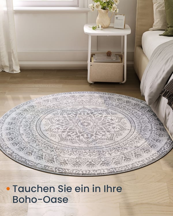 Rund matta, 120 cm diameter, grå
