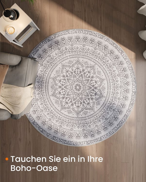 Rund matta, 160 cm diameter, grå