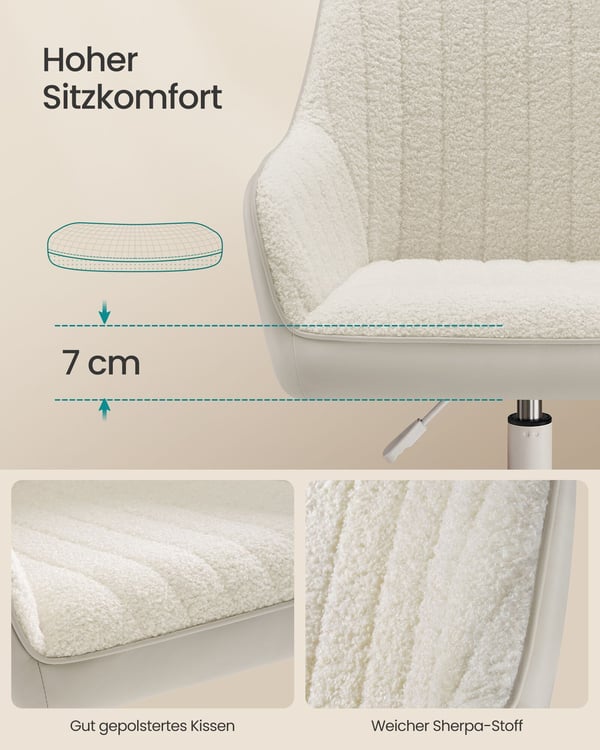Kontorstol, 62x62x83,5-93,5 cm, cappuccinobeige