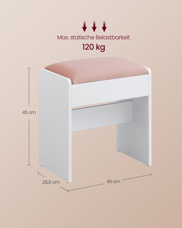 Skammel, 28.6x45x45 cm, Hvid
