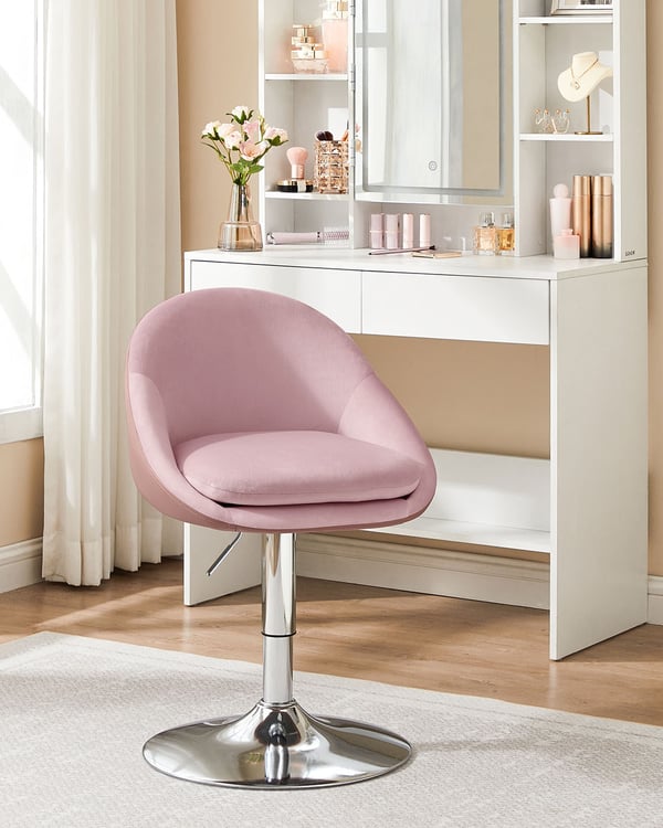 Justerbar Stol, Sammet, 52,5x50x81,5-93,5 cm, Rosa