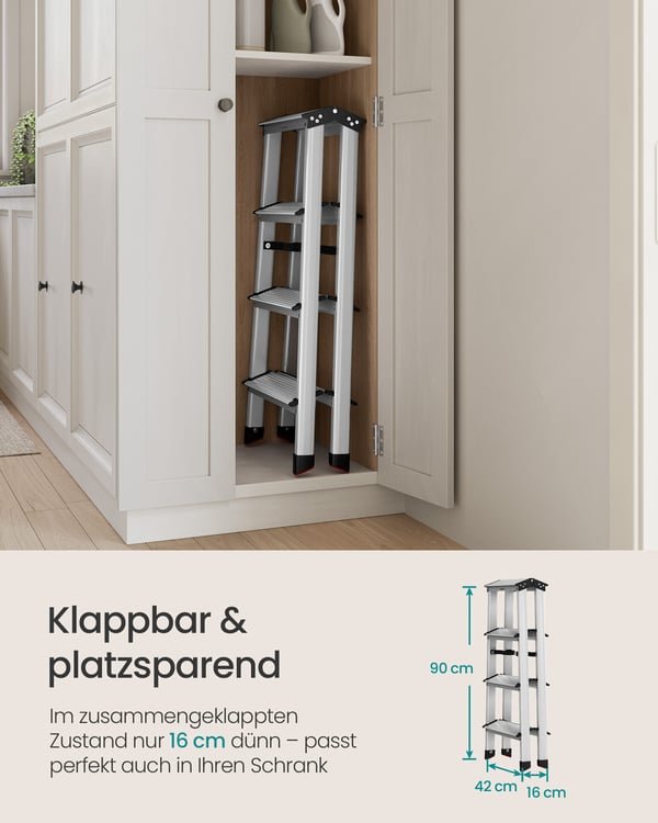 Aluminiumstige, 78x42x81,5 cm, Sølv