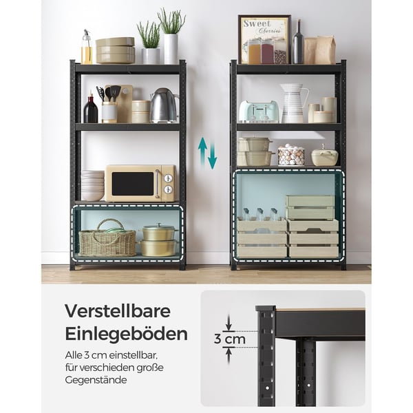 Oppbevaringshylle, Metall, 40x80x160 cm, Svart
