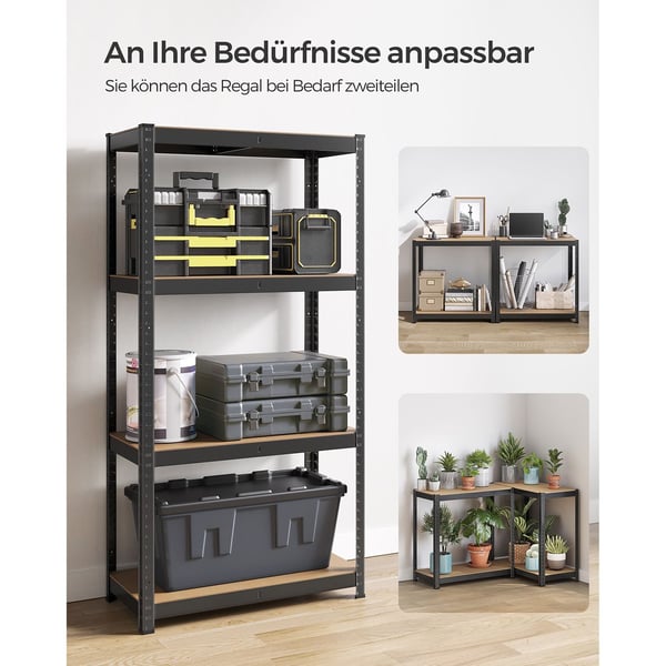 Oppbevaringshylle, Metall, 40x80x160 cm, Svart