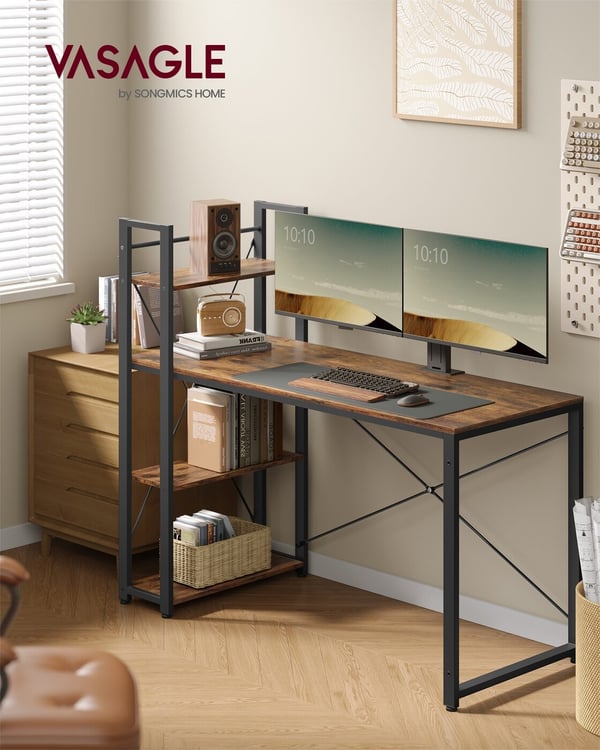 Skrivebord, 56x137,2x120 cm, Brun Sort