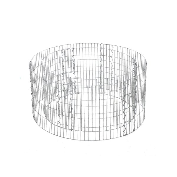 Dekorativ gabion, rund steinkurv, 90x40 cm, sølv