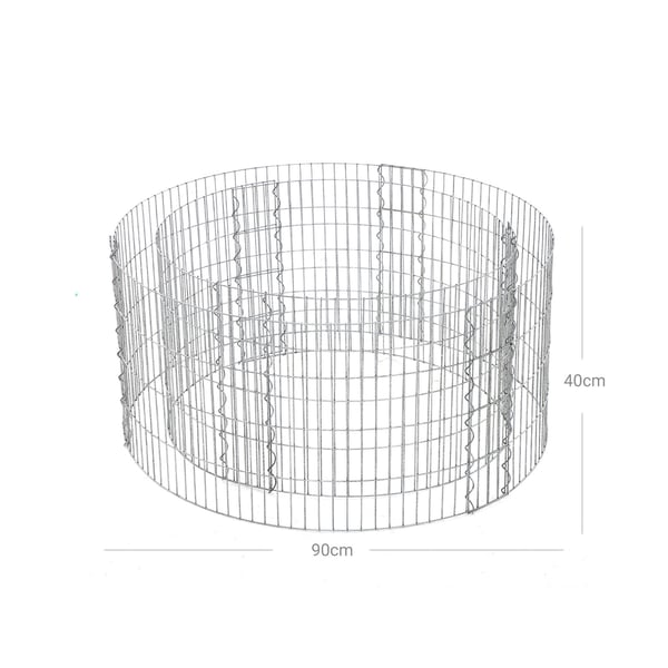 Dekorativ gabion, rund steinkurv, 90x40 cm, sølv