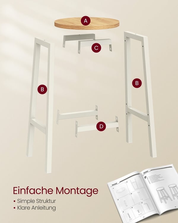 Barstol, 32x65 cm, Eg Beige