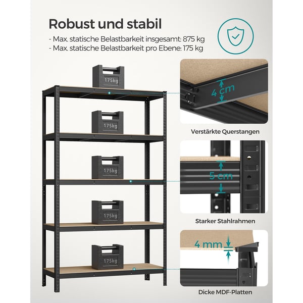 Robust Hylde, 200x120x60 cm, Sort